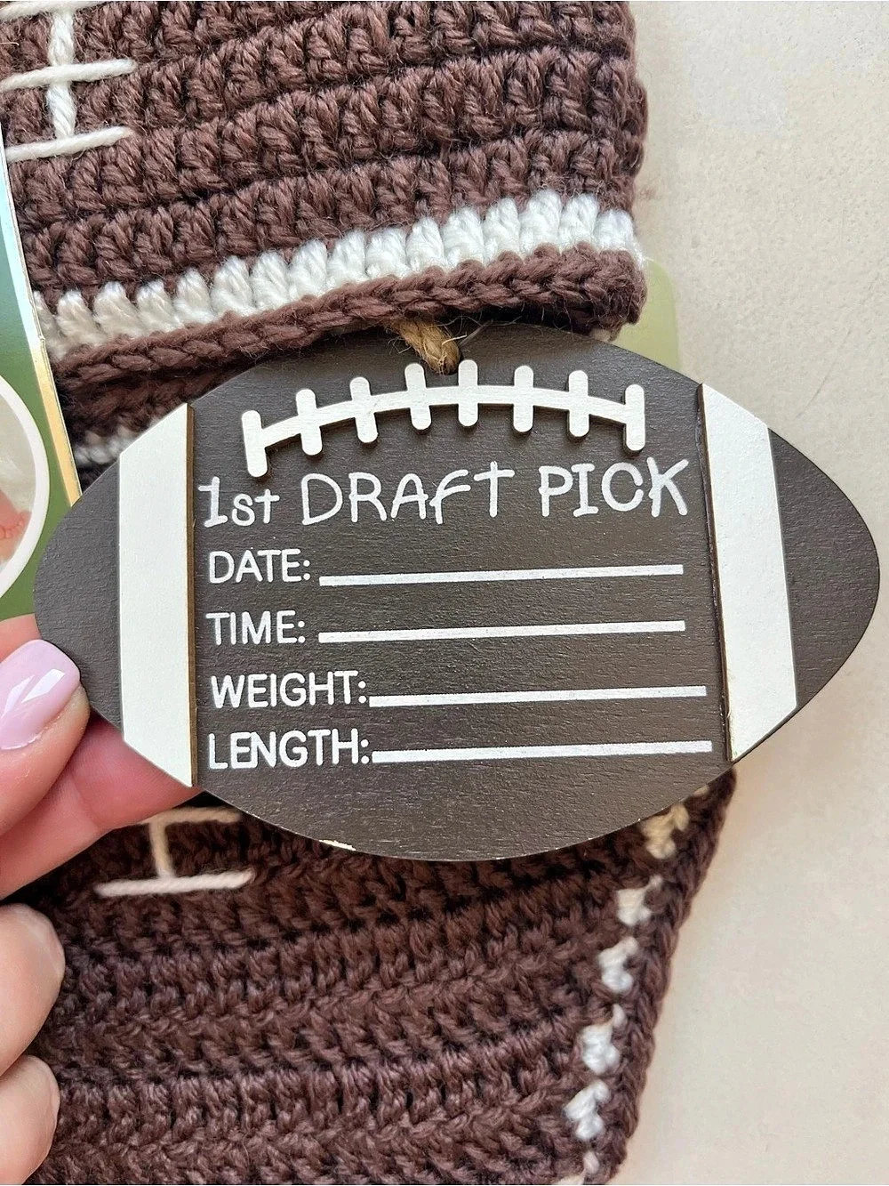 SoDorable Football Crochet Baby Bib Set Brown & White 0-6M NWT